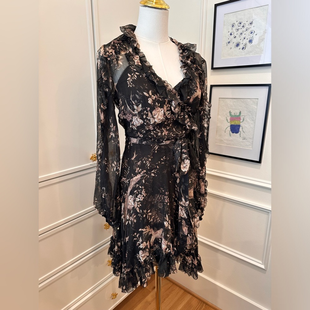 ZIMMERMANN Maples Feathery floral-print silk wrap dress